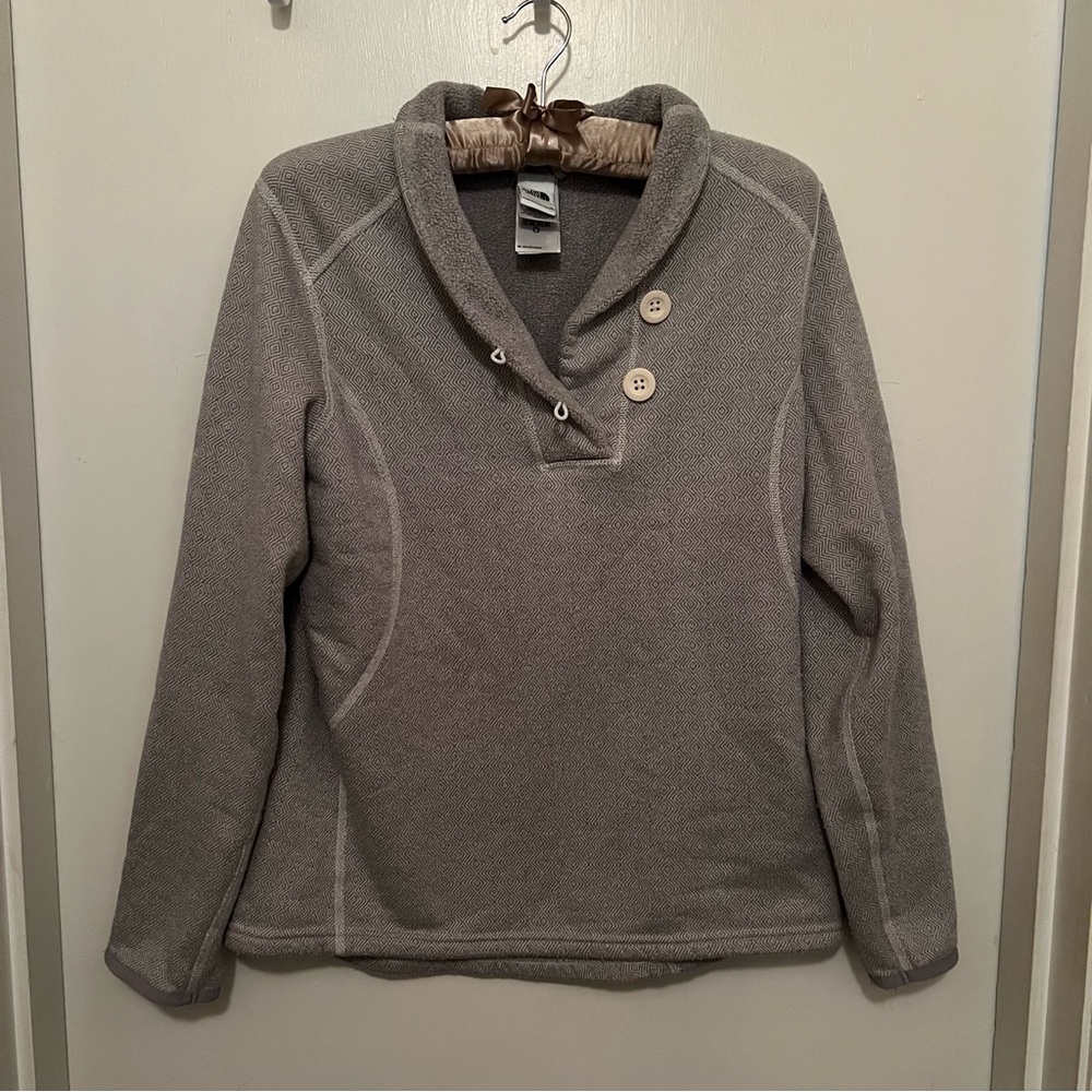 The North Face Women’s Crescent Ridge Grey Fleece Pullover Sweatshirt Sz Large